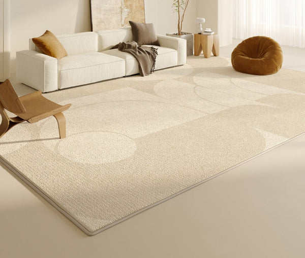 Modern Cream Color Rugs for Living Room, Modern Rugs under Sofa, Abstract Contemporary Rugs for Bedroom, Dining Room Floor Rugs, Modern Rugs for Office-LargePaintingArt.com