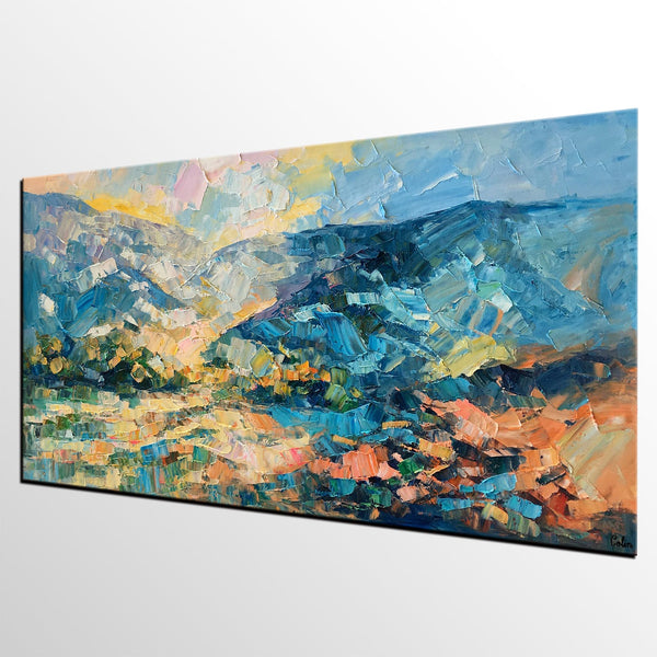 Canvas Art, Wall Art, Original Artwork, Original Art, Custom Canvas Painting, Mountain Landscape Art-LargePaintingArt.com