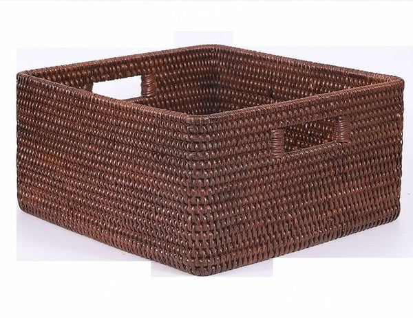 Storage Baskets for Clothes, Rectangular Storage Baskets, Large Brown Woven Storage Baskets, Storage Baskets for Shelves-LargePaintingArt.com