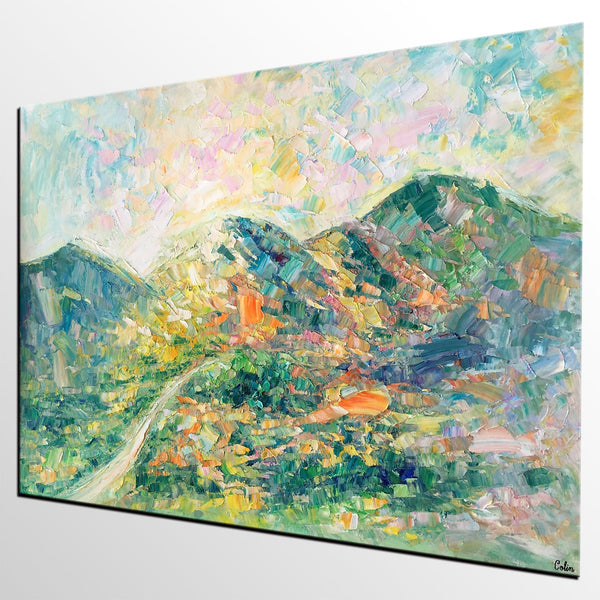 Abstract Oil Painting, Impasto Painting, Custom Landscape Painting, Mountain Landscape Painting-LargePaintingArt.com