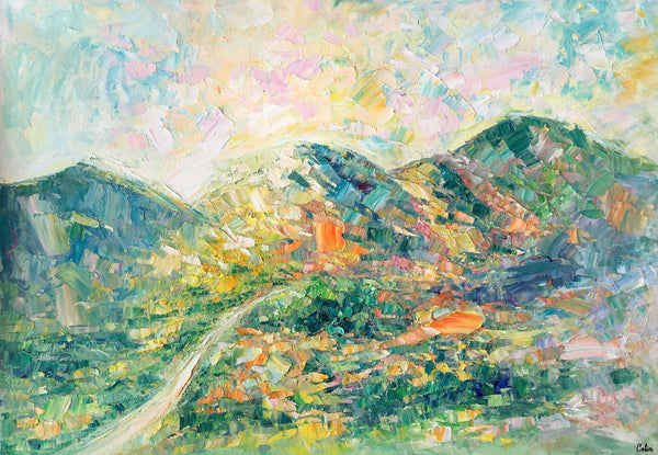 Abstract Oil Painting, Impasto Painting, Custom Landscape Painting, Mountain Landscape Painting-LargePaintingArt.com