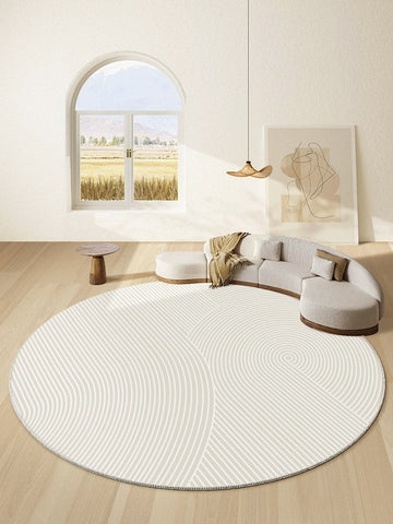 Abstract Contemporary Round Rugs for Dining Room, Soft Modern Rugs for Dining Room, Geometric Modern Rug Ideas for Living Room, Circular Modern Rugs for Bathroom-LargePaintingArt.com