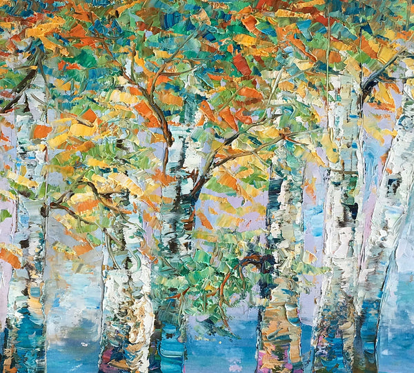 Birch Tree Paintings, Landscape Wall Art Paintings, Custom Canvas Painting for Bedroom, Original Canvas Painting-LargePaintingArt.com