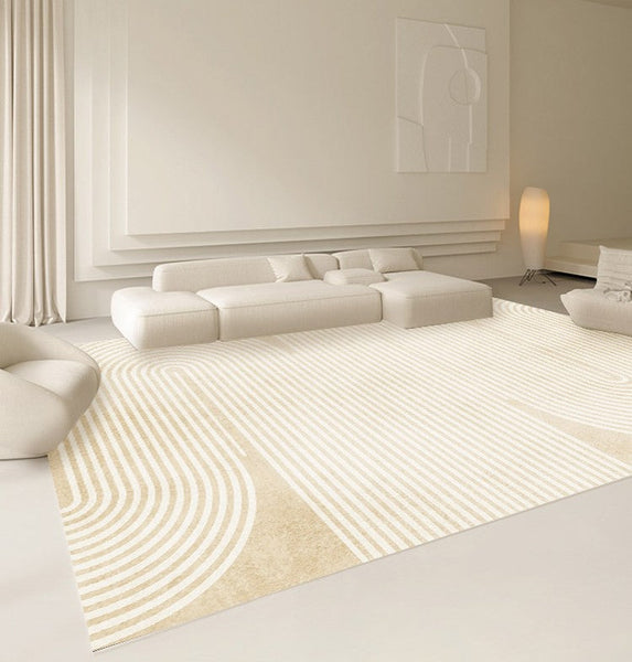 Cream Color Modern Living Room Rugs, Dining Room Modern Rugs, Thick Soft Modern Rugs for Living Room, Contemporary Rugs for Bedroom-LargePaintingArt.com