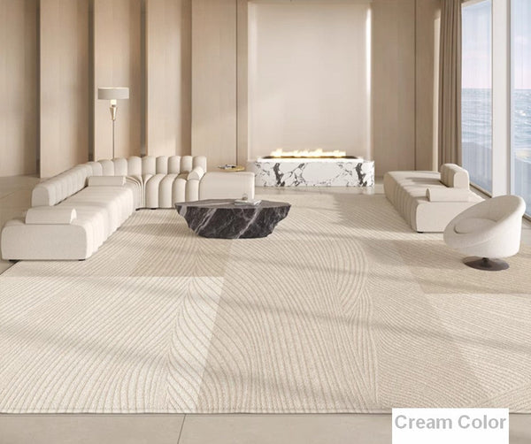 Bedroom Modern Rugs, Large Modern Rugs for Living Room, Dining Room Geometric Modern Rugs, Cream Color Contemporary Modern Rugs for Office-LargePaintingArt.com
