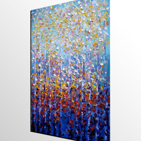 Canvas Art, Landscape Art, Birch Tree Wall Art, Living Room Wall Art, Custom Extra Large Painting-LargePaintingArt.com