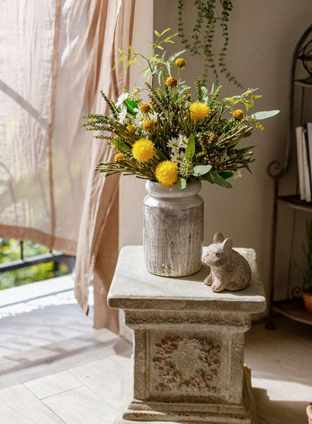 Beautiful Modern Artificial Flowers for Dining Room Table, Dandelion, Wheat Branch, Eucalyptus Globulus, Unique Flower Arrangement for Home Decoration-LargePaintingArt.com