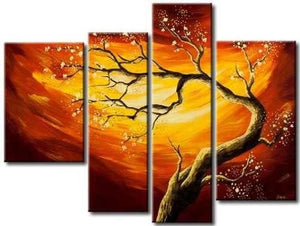 Tree of Life Painting, 4 Piece Canvas Art, Tree Paintings, Oil Painting for Sale, Bedroom Canvas Painting, Acrylic Painting on Canvas-LargePaintingArt.com