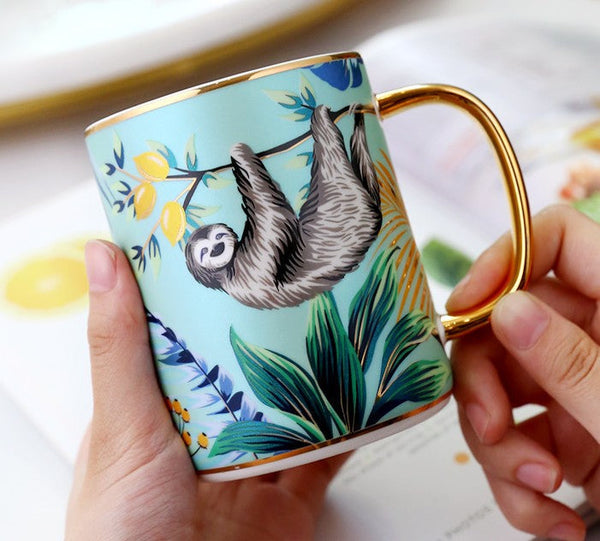 Unique Ceramic Mugs in Gift Box, Creative Porcelain Cups, Large Capacity Jungle Animal Porcelain Mugs, Large Ceramic Mugs for Office-LargePaintingArt.com