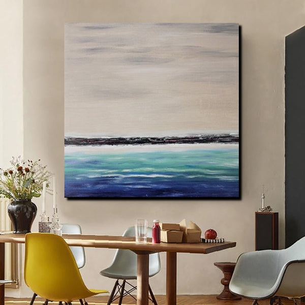 Living Room Wall Art Painting, Original Landscape Paintings, Large Paintings for Sale, Simple Abstract Paintings, Seascape Acrylic Paintings-LargePaintingArt.com