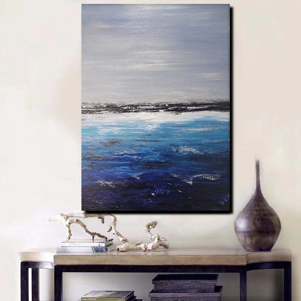 Beach Landscape Painting, Seascape Canvas Painting, Bedroom Wall Art Painting, Landscape Canvas Paintings, Large Paintings for Sale-LargePaintingArt.com