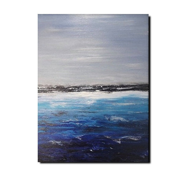 Beach Landscape Painting, Seascape Canvas Painting, Bedroom Wall Art Painting, Landscape Canvas Paintings, Large Paintings for Sale-LargePaintingArt.com