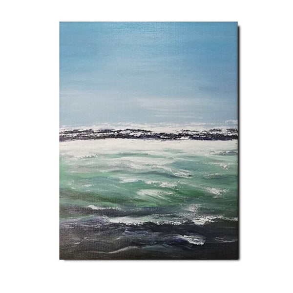 Original Landscape Paintings, Seashore Painting, Living Room Wall Art Paintings, Large Original Paintings, Hand Painted Artwork-LargePaintingArt.com