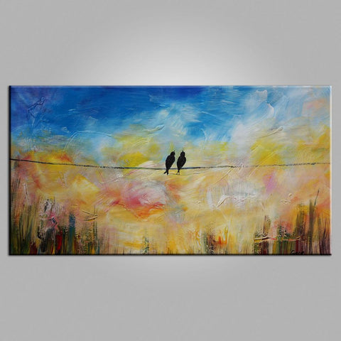 Modern Art, Contemporary Art, Love Birds Painting, Art for Sale, Living Room Wall Art, Canvas Art-LargePaintingArt.com