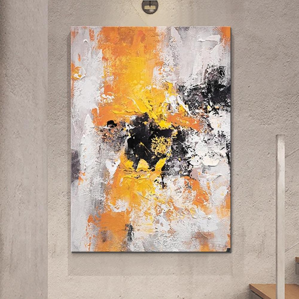 Modern abstract painting coloful acrylic painting blue yellow brown canvas art acrylic painting grey canvas paintings oversize room newest wall art