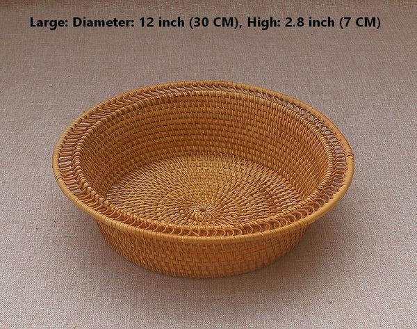 Rattan Small Storage Baskets, Round Storage Basket for Pantry, Kitchen Storage Baskets, Storage Basket for Dining Room-LargePaintingArt.com