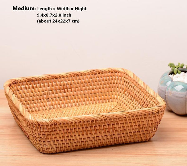 Rectangular Storage Baskets for Pantry, Small Rattan Kitchen Storage Basket, Storage Baskets for Shelves, Woven Storage Baksets-LargePaintingArt.com