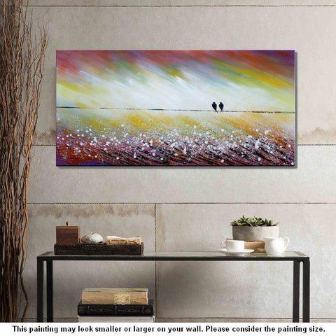 Simple Abstract Painting, Living Room Wall Art Ideas, Love Birds Painting, Acrylic Painting for Sale, Bedroom Canvas Painting-LargePaintingArt.com