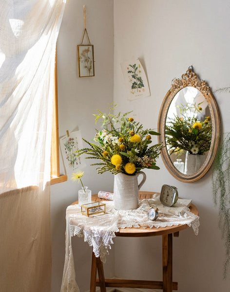 Beautiful Modern Artificial Flowers for Dining Room Table, Dandelion, Wheat Branch, Eucalyptus Globulus, Unique Flower Arrangement for Home Decoration-LargePaintingArt.com