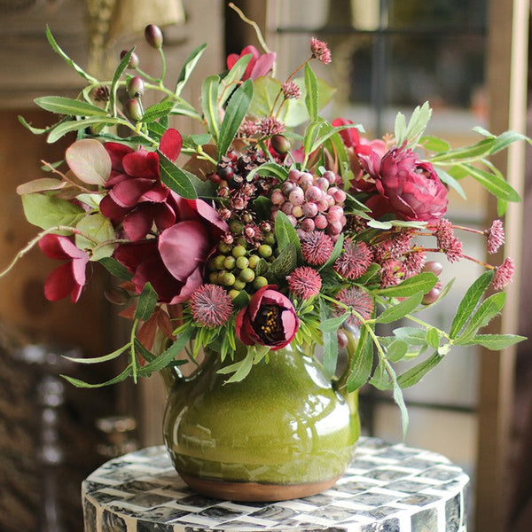 Beautiful Flower Arrangement for Home Decoration, Large Bunch of Peony Branch, Table Centerpiece, Real Touch Artificial Floral for Living Room-LargePaintingArt.com