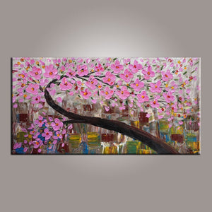 Canvas Art, Flower Tree Painting, Abstract Art Painting, Painting on Sale, Dining Room Wall Art, Art on Canvas, Modern Art, Contemporary Art-LargePaintingArt.com