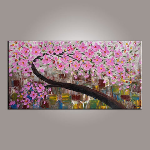 Canvas Art, Flower Tree Painting, Abstract Art Painting, Painting on Sale, Dining Room Wall Art, Art on Canvas, Modern Art, Contemporary Art-LargePaintingArt.com