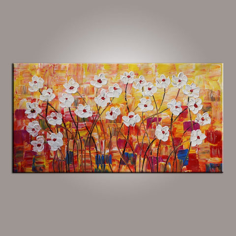 Canvas Wall Art, Painting for Sale, Flower Art, Spring Flower Painting, Abstract Art Painting, Bedroom Wall Art, Canvas Art, Modern Art, Contemporary Art-LargePaintingArt.com