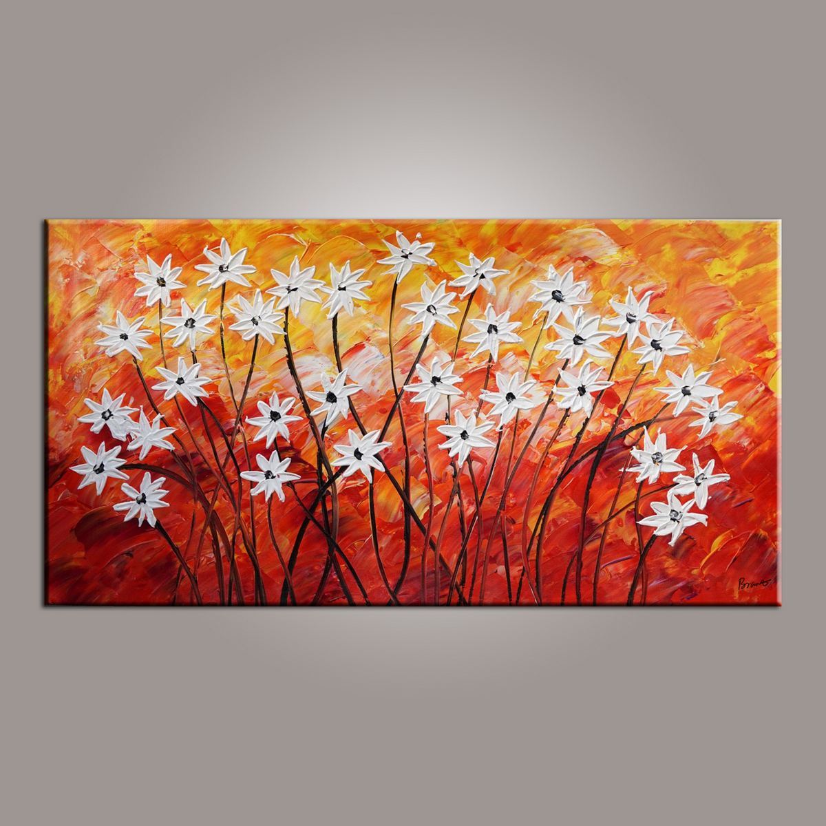 Canvas Wall Art, Flower Art, Abstract Art Painting, Acrylic Painting, Bedroom Wall Art, Canvas Art, Modern Art, Contemporary Art-LargePaintingArt.com