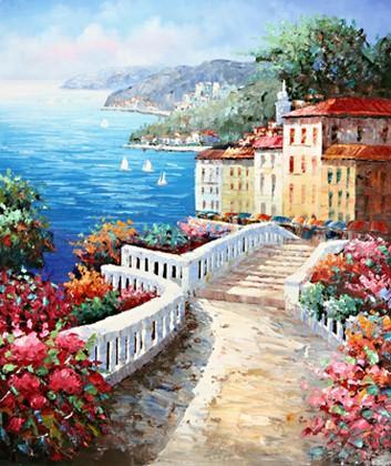 Landscape Painting Wall Art Canvas Painting Large Painting Bedroom Wall Art Oil Painting Art Painting Canvas Art Seascape Art Garden Path