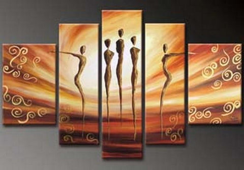 Canvas Art, 5 Piece Canvas Art, Dancing Figure Painting, Abstract Art, Canvas Painting, Wall Art, Large Art, Abstract Painting, Bedroom Wall Art-LargePaintingArt.com