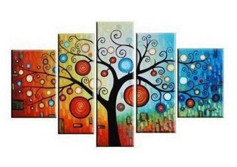 Tree of Life Painting, Abstract Art, Abstract Painting, Large Canvas Art, Heavy Texture Art, Flower Art, Canvas Painting, 5 Piece Wall Art, Modern Art, Acrylic Art-LargePaintingArt.com