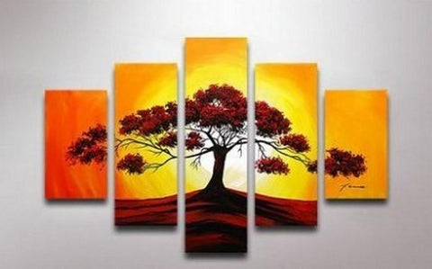 Tree of Life Painting, Ready to Hang, Large Art, Abstract Art, Extra Large Painting, 5 Piece Canvas Art, Canvas Art-LargePaintingArt.com