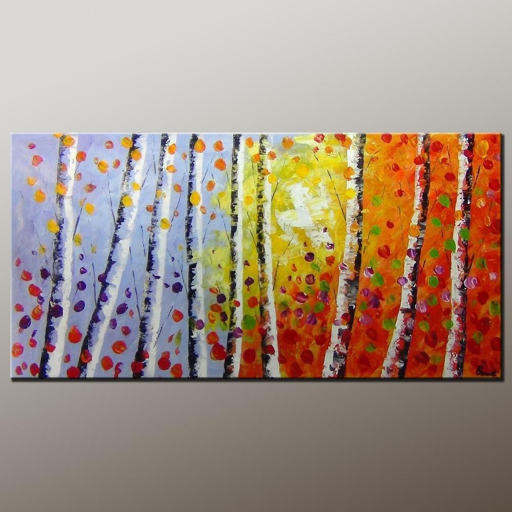 Tree Art, Wall Painting, Autumn Tree Painting, Abstract Art Painting, Canvas Wall Art, Bedroom Wall Art, Canvas Art, Modern Art, Contemporary Art-LargePaintingArt.com