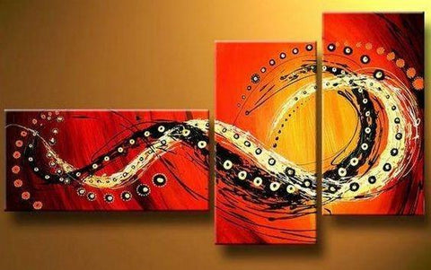 Bedroom Wall Art, Canvas Painting, Large Painting, Red Abstract Art, Abstract Painting, Acrylic Art, 3 Piece Wall Art-LargePaintingArt.com