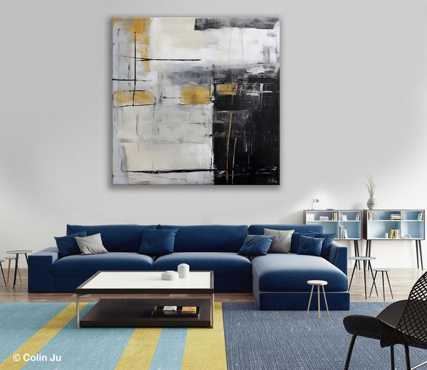 Simple Modern Original Artwork, Large Paintings for Bedroom, Abstract Landscape Painting on Canvas, Oversized Contemporary Wall Art Paintings-LargePaintingArt.com