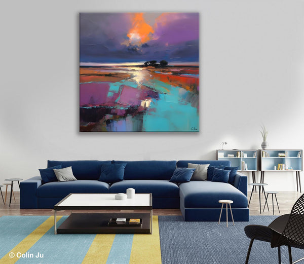 Canvas Painting for Living Room, Original Modern Wall Art Painting, Abstract Landscape Paintings, Oversized Contemporary Abstract Artwork-LargePaintingArt.com