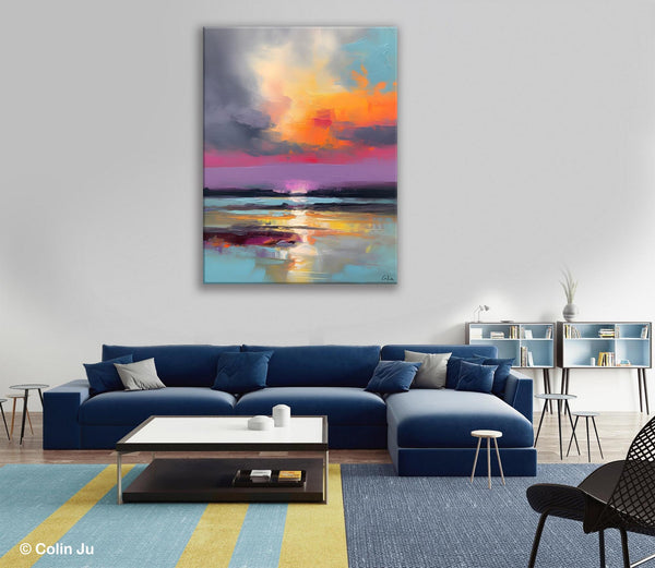 Canvas Painting for Living Room, Abstract Landscape Paintings, Original Modern Wall Art Painting, Oversized Contemporary Abstract Artwork-LargePaintingArt.com