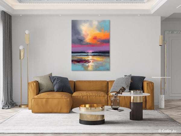 Canvas Painting for Living Room, Abstract Landscape Paintings, Original Modern Wall Art Painting, Oversized Contemporary Abstract Artwork-LargePaintingArt.com