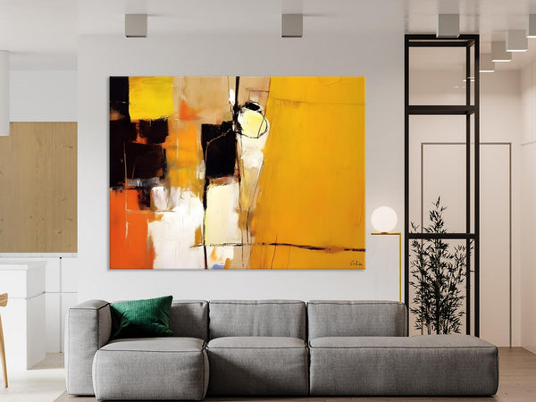 Simple Modern Paintings for Living Room, Original Abstract Paintings, Yellow Abstract Contemporary Art, Acrylic Painting on Canvas, Hand Painted Canvas Art-LargePaintingArt.com