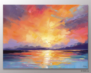 Modern Acrylic Artwork, Original Landscape Wall Art Paintings, Oversized Modern Canvas Paintings, Large Abstract Painting for Dining Room-LargePaintingArt.com