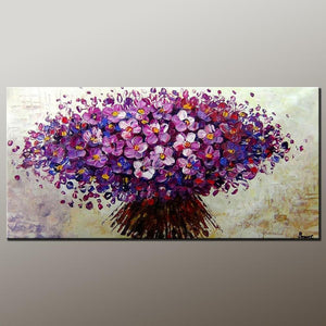 Flower Art, Acrylic Painting, Heavy Texture Painting, Canvas Art, Modern Art, Contemporary Art, Ready to Hang-LargePaintingArt.com