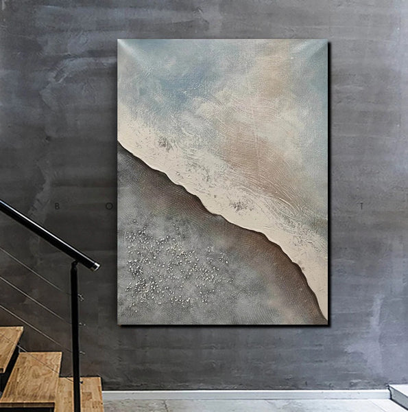 Bedroom Wall Art Ideas, Abstract Seashore Painting, Acrylic Canvas Paintings for Living Room, Simple Wall Art Ideas, Contemporary Paintings-LargePaintingArt.com