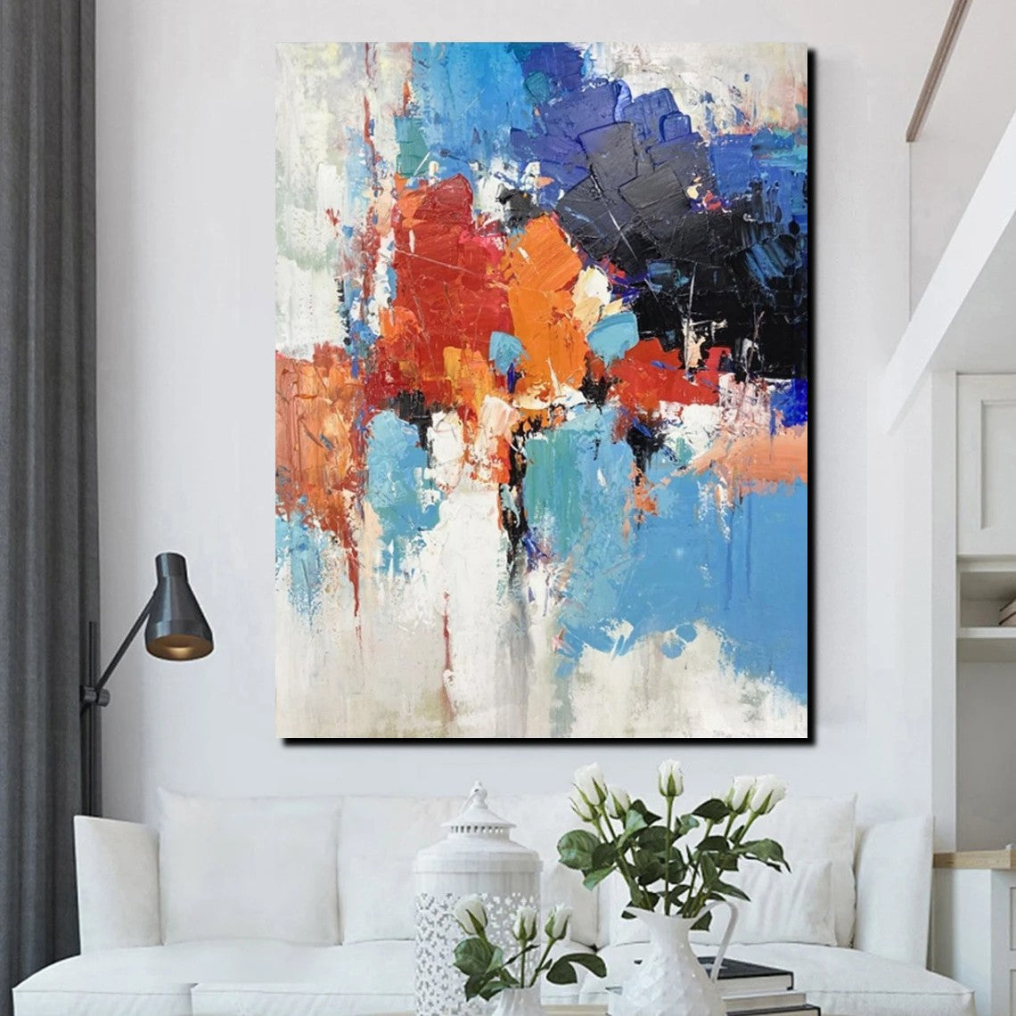 Modern Canvas Painting, Living Room Wall Art Ideas, Buy Abstract Art Online, Heavy Texture Art, Large Acrylic Painting on Canvas-LargePaintingArt.com