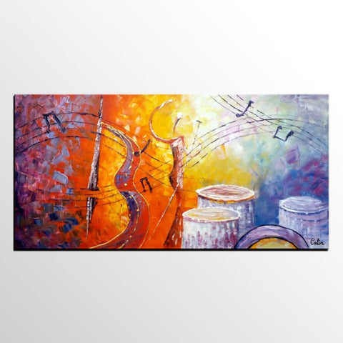 Violin Music Art, Canvas Wall Art, Abstract Art Painting, Bedroom Wall Art, Canvas Art, Modern Art, Contemporary Art-LargePaintingArt.com