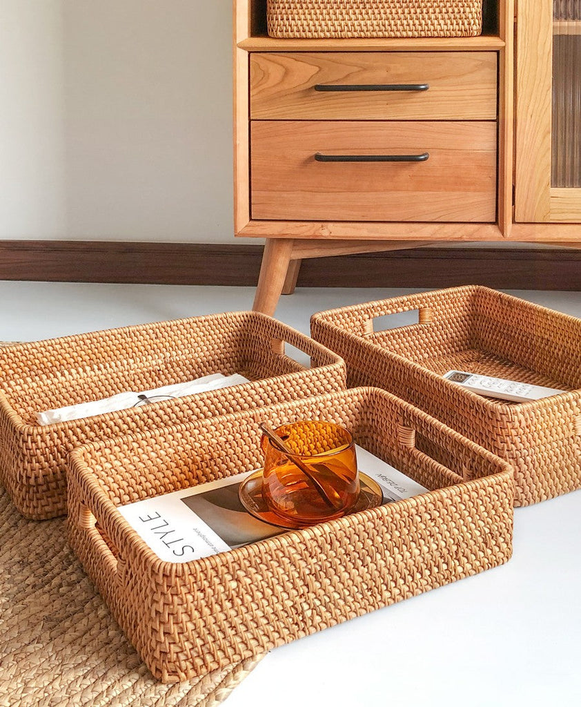 Wicker basket on sale storage shelves