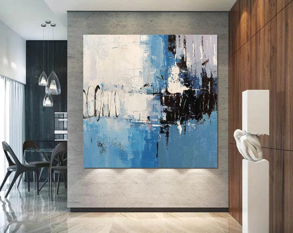 Simple Abstract Painting for Living Room, Modern Paintings for Dining Room, Blue Contemporary Modern Art Paintings, Hand Painted Art, Bedroom Wall Art Ideas-LargePaintingArt.com