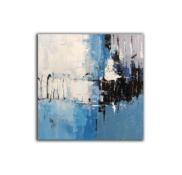 Simple Abstract Painting for Living Room, Modern Paintings for Dining Room, Blue Contemporary Modern Art Paintings, Hand Painted Art, Bedroom Wall Art Ideas-LargePaintingArt.com