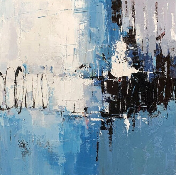 Simple Abstract Painting for Living Room, Modern Paintings for Dining Room, Blue Contemporary Modern Art Paintings, Hand Painted Art, Bedroom Wall Art Ideas-LargePaintingArt.com