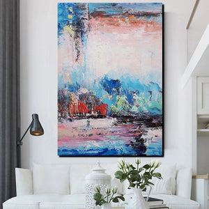 Modern Paintings Behind Sofa, Abstract Paintings for Living Room, Palette Knife Canvas Art, Impasto Wall Art, Buy Paintings Online-LargePaintingArt.com