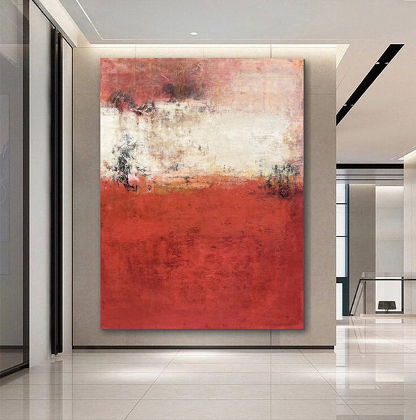 Canvas Painting for Living Room, Huge Contemporary Abstract Artwork, Red Abstract Painting Ideas for Interior Design, Modern Wall Art Painting-LargePaintingArt.com